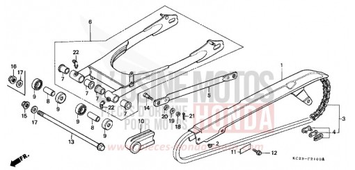 BRAS OSCILLANT/CARTER DE CHAINE CM125CJ de 1988